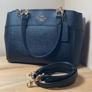 Coach Pebbled Leather Satchel Handbag Black